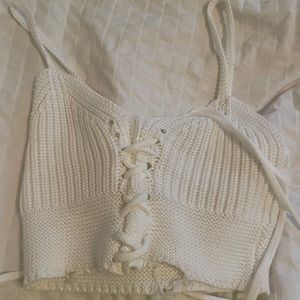 White Crochet Sky and Sparrow Tank Top